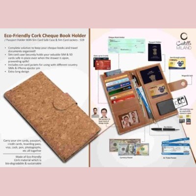 Eco-Friendly Cork Cheque Book Holder