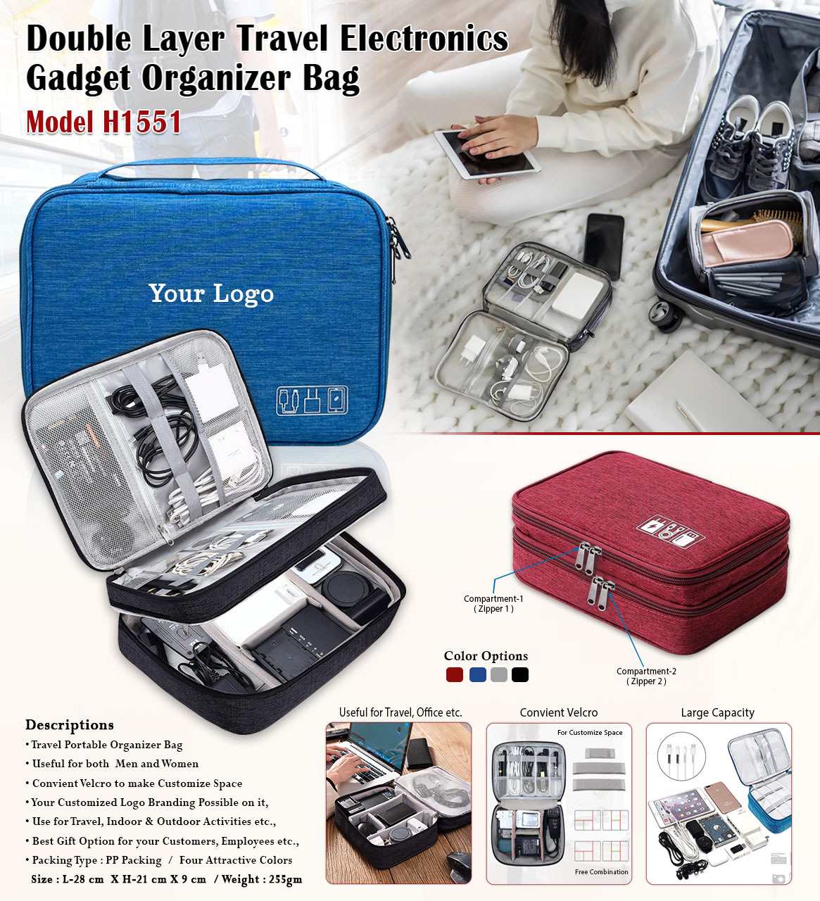 H1551jpg Double Layer Travel Gadget Bag