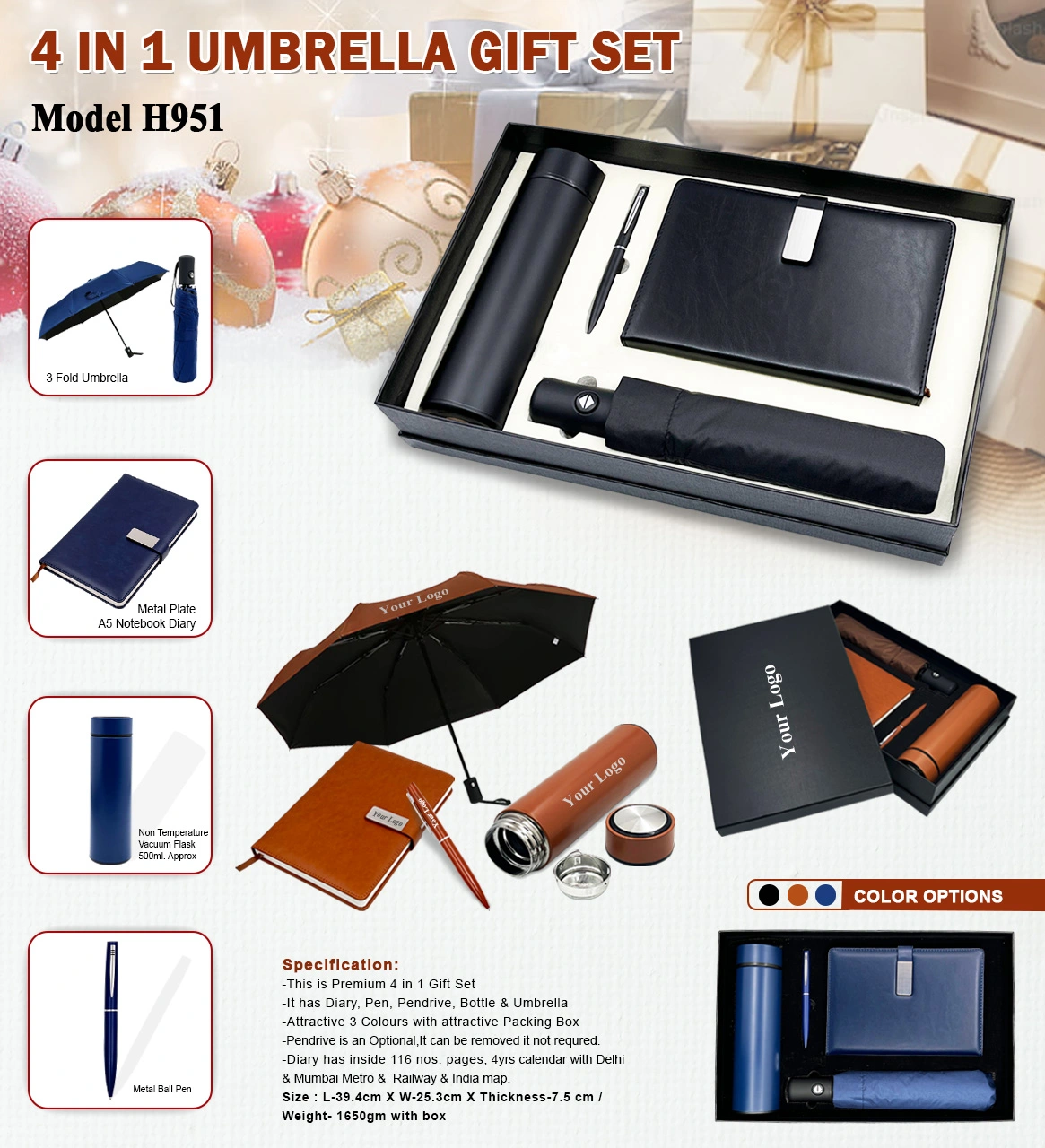 H951jpg 4 In 1 Umbrella Gift Set