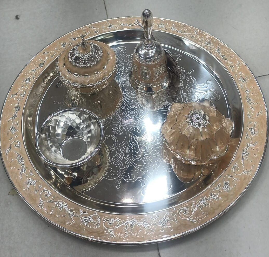 1 german silver pooja set