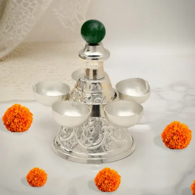 Silver Plated Panchmukhi Diya for Gifting.