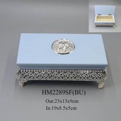 German Silver Enamel Peacock Jewellery Box for Weddings